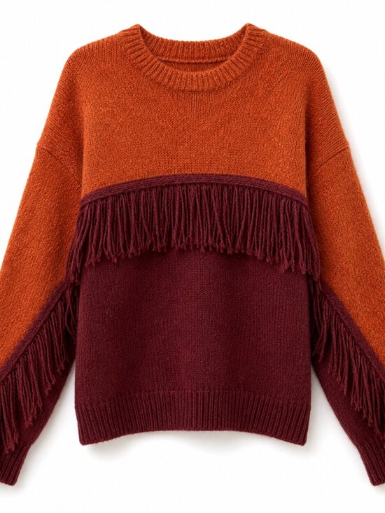 dreamers Sweaters - Dreamers Fringe Sweater S/M Cozy Boho Western Oversized Fall Knit